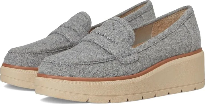 Dr. Scholl's Nice Day Max Loafer/Moc Shoes Women's Flat Shoes Light Grey : 7 M, Faux Leather