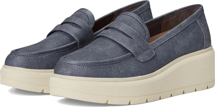 Dr. Scholl's Nice Day Max Loafer/Moc Women's Flat Shoes Blue : 9 M, Faux Leather