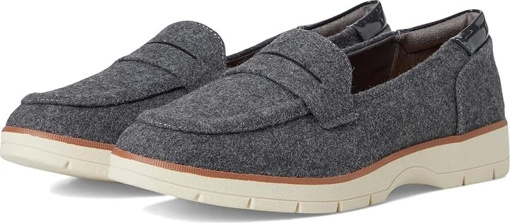 Dr. Scholl's Nice Day Women's Slide Shoes Charcoal Wool : 10 M, Leather/Microfiber