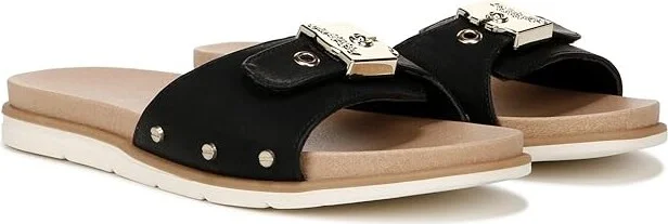 Dr. Scholl's Nice Iconic Flat Sandal Women's Sandals Black : 11 M, Faux Leather