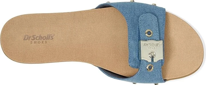 Dr. Scholl's Nice Iconic Flat Sandal Women's Sandals Blue Denim : 8.5 M, Faux Leather - Image 2