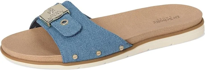 Dr. Scholl's Nice Iconic Flat Sandal Women's Sandals Blue Denim : 8.5 M, Faux Leather - Image 5