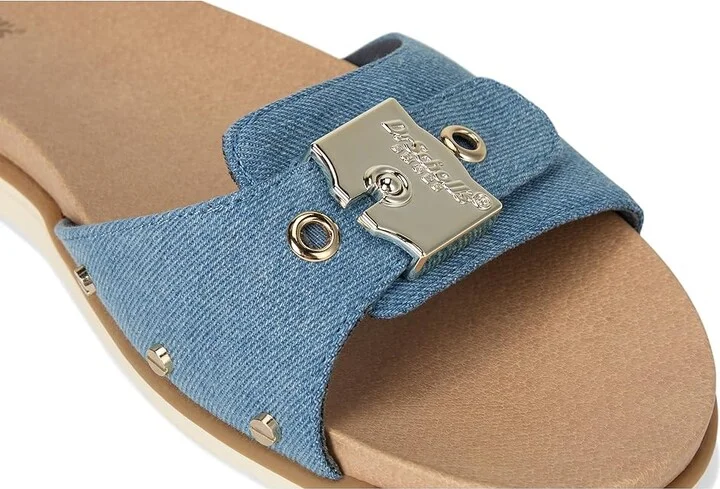 Dr. Scholl's Nice Iconic Flat Sandal Women's Sandals Blue Denim : 8.5 M, Faux Leather - Image 7