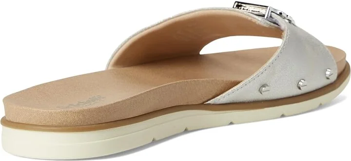 Dr. Scholl's Nice Iconic Flat Sandal Women's Sandals Metallic Silver Grey : 7.5 M, Faux Leather - Image 4
