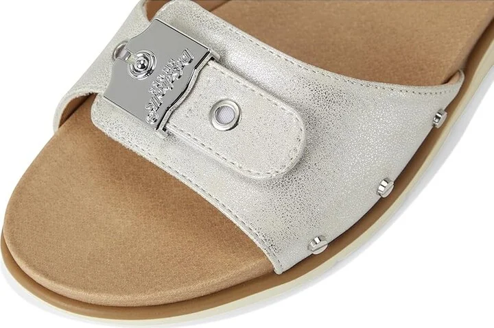 Dr. Scholl's Nice Iconic Flat Sandal Women's Sandals Metallic Silver Grey : 7.5 M, Faux Leather - Image 7