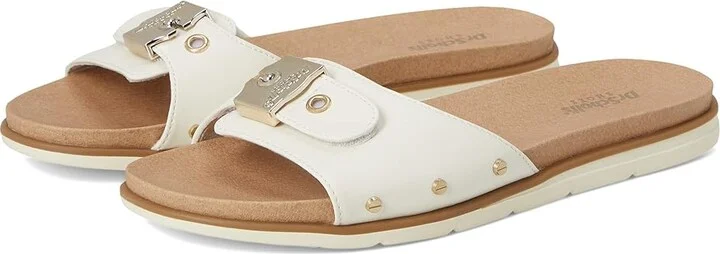 Dr. Scholl's Nice Iconic Flat Sandal Women's Sandals White : 7 M, Faux Leather