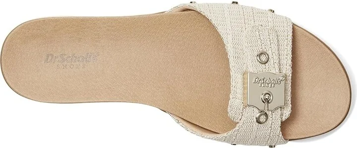Dr. Scholl's Nice Iconic Flat Sandal Women's Wedge Shoes Light Gold Fabric : 9 M, Rubber/Synthetic - Image 2