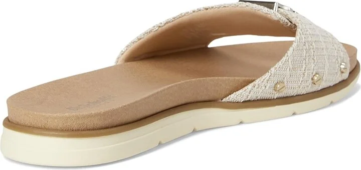 Dr. Scholl's Nice Iconic Flat Sandal Women's Wedge Shoes Light Gold Fabric : 9 M, Rubber/Synthetic - Image 4