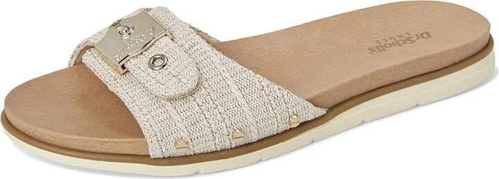 Dr. Scholl's Nice Iconic Flat Sandal Women's Wedge Shoes Light Gold Fabric : 9 M, Rubber/Synthetic - Image 5