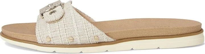 Dr. Scholl's Nice Iconic Flat Sandal Women's Wedge Shoes Light Gold Fabric : 9 M, Rubber/Synthetic - Image 6