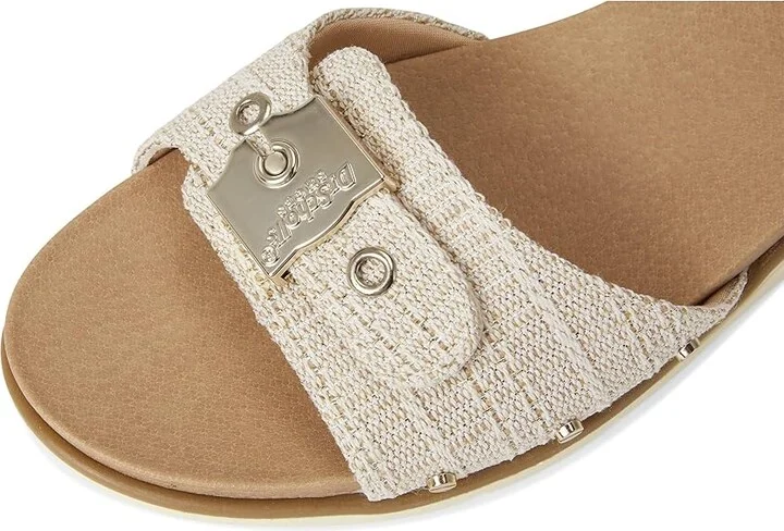 Dr. Scholl's Nice Iconic Flat Sandal Women's Wedge Shoes Light Gold Fabric : 9 M, Rubber/Synthetic - Image 7