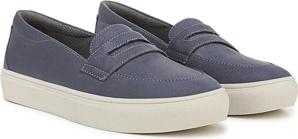 Dr. Scholl's Nova Moc Women's Flat Shoes Oxide Blue Microfiber : 6.5 M, Polyester