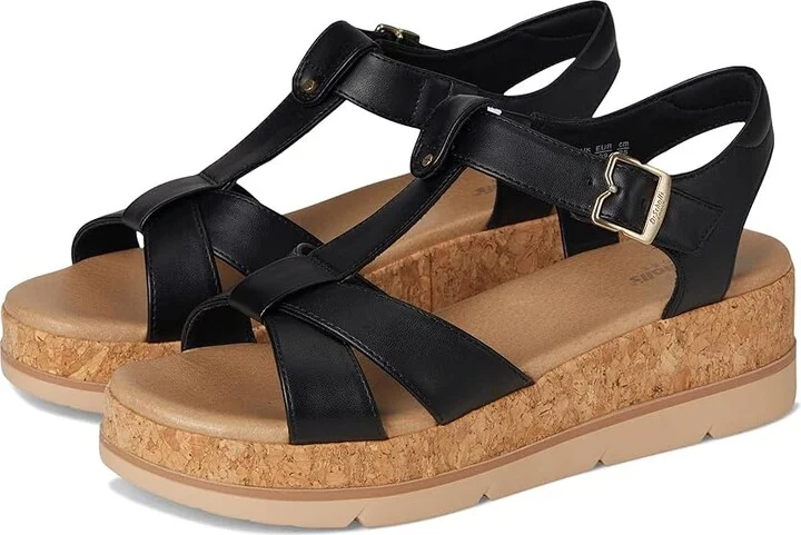 Dr. Scholl's Once Again Women's Wedge Shoes Black Faux Leather : 6.5 M