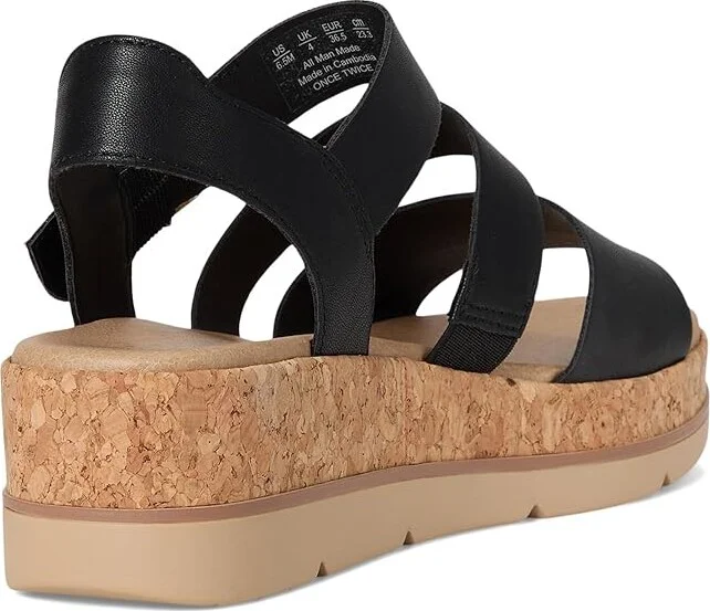 Dr. Scholl's Once Twice Espadrille Platform Wedge Sandal Women's Sandals Black/Cork : 8 M, Leather - Image 4