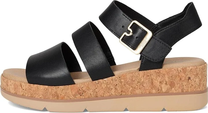 Dr. Scholl's Once Twice Espadrille Platform Wedge Sandal Women's Sandals Black/Cork : 8 M, Leather - Image 6