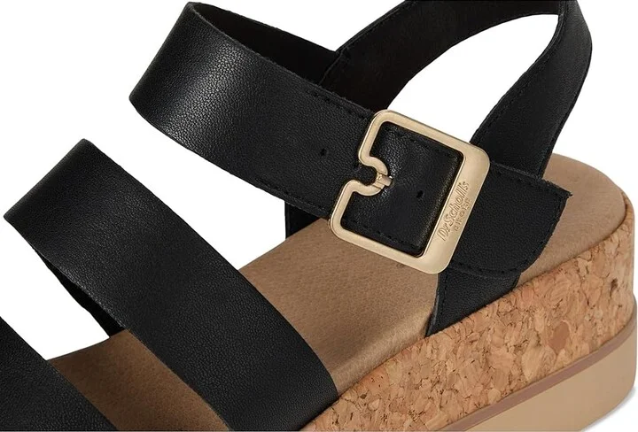 Dr. Scholl's Once Twice Espadrille Platform Wedge Sandal Women's Sandals Black/Cork : 8 M, Leather - Image 7