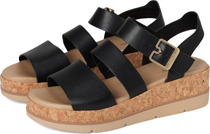 Dr. Scholl's Once Twice Espadrille Platform Wedge Sandal Women's Sandals Black/Cork : 8 M, Leather
