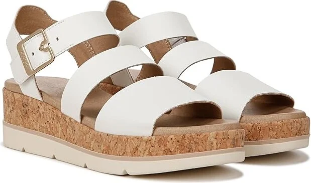 Dr. Scholl's Once Twice Espadrille Platform Wedge Sandal Women's Sandals White/Cork : 10 M, Leather