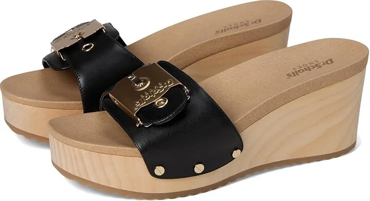 Dr. Scholl's Original Life Slide Sandal Women's Sandals Black Leather : 11 M