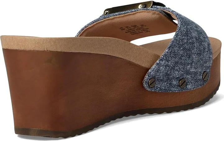 Dr. Scholl's Original Life Slide Sandal Women's Sandals Dark Blue Denim Leather : 9 M - Image 4