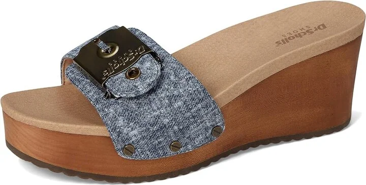 Dr. Scholl's Original Life Slide Sandal Women's Sandals Dark Blue Denim Leather : 9 M - Image 5