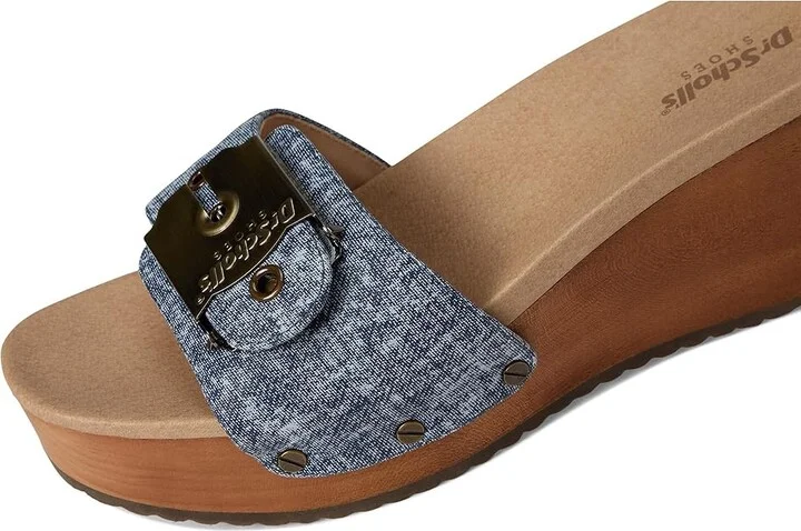 Dr. Scholl's Original Life Slide Sandal Women's Sandals Dark Blue Denim Leather : 9 M - Image 7
