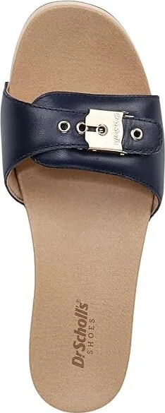 Dr. Scholl's Original Too Slide Sandal Women's Sandals Navy Blue Leather : 9 M, Leather/Rubber - Image 2