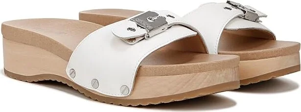 Dr. Scholl's Original Too Slide Sandal Women's Sandals White Leather : 9 M, Leather/Rubber