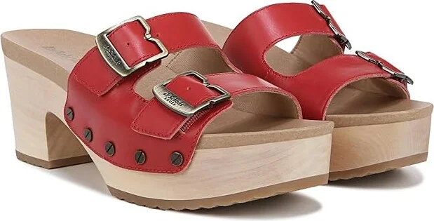 Dr. Scholl's Original Vibe Platform Slide Sandal Women's Sandals Heritage Red Leather : 11 M, Leather/Rubber