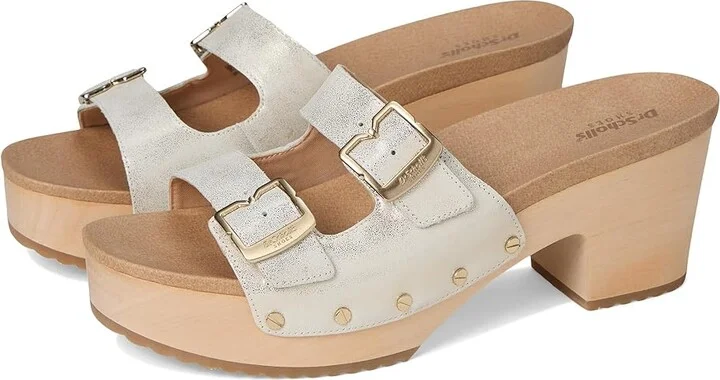 Dr. Scholl's Original Vibe Platform Slide Sandal Women's Sandals Metallic Gold Leather : 10 M, Leather/Rubber