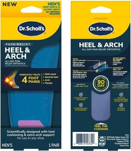 Dr. Scholl's Pain Relief Orthotics Shoe Insert for Heel Pain for Men - 1 Pair - Size 8-12 - Image 2
