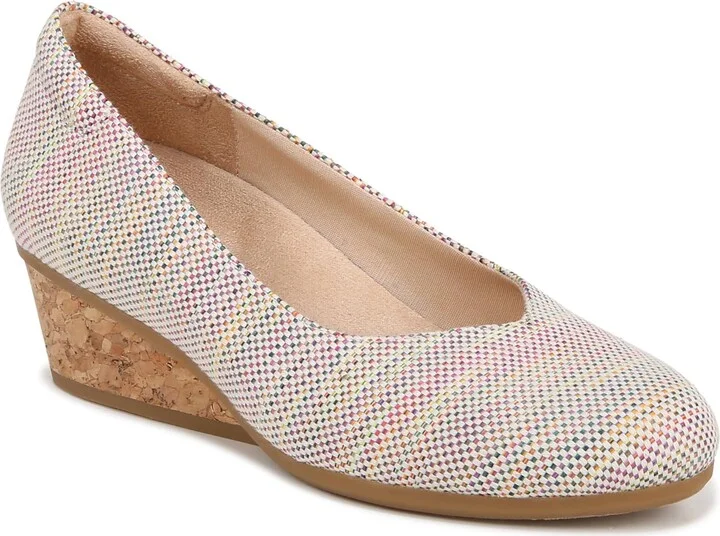 Dr. Scholl's Shoes Womens Be Ready Wedge Pumps Multi Woven Fabric 11 M