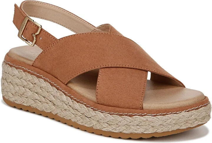 Dr. Scholl's Shoes Womens Ember Espadrille Sandal Chip Brown Microfiber 9.5 M