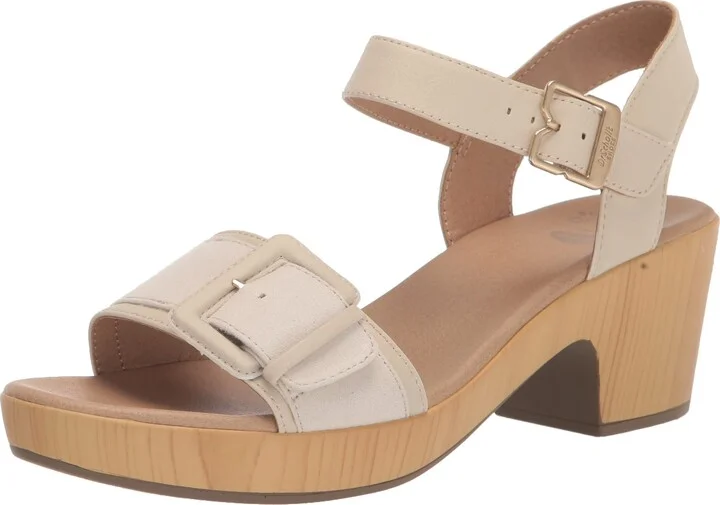 Dr. Scholl's Shoes Womens Felicity Too Block Heel Sandal Seashell Beige 6 M