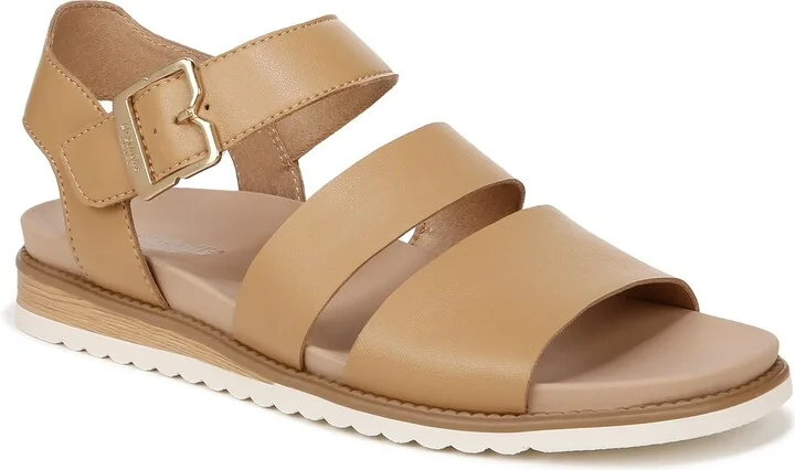 Dr. Scholl's Shoes Womens Island Glow Strappy Flat Sandal Warm Tan 6 M