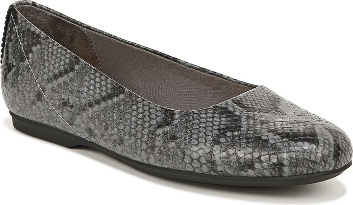 Dr. Scholl's Shoes Womens Wexley Slip On Ballet Flat Loafer Dark Grey Snake Print 7.5 M