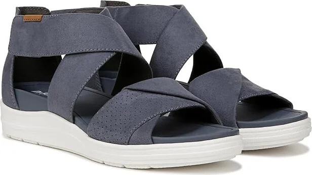 Dr. Scholl's Time Fun Sandal Women's Sandals Oxide Blue Microfiber : 10 M, Leather/Rubber