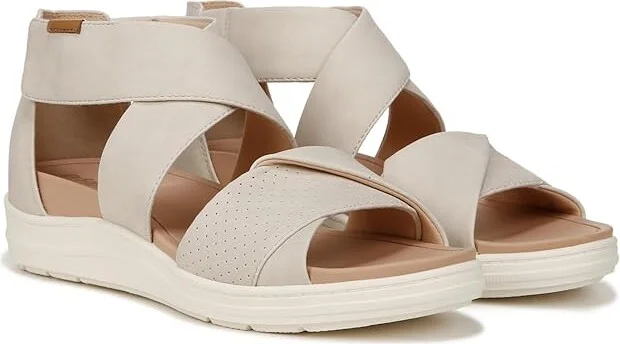 Dr. Scholl's Time Fun Sandal Women's Sandals White Smooth : 11 M, Leather/Rubber