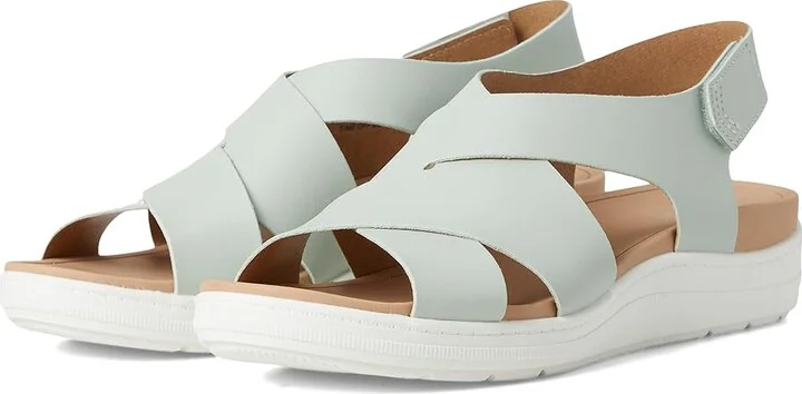 Dr. Scholl's Time Fun Sandal Women's Wedge Shoes Ocean Green Smooth : 8 M, Leather