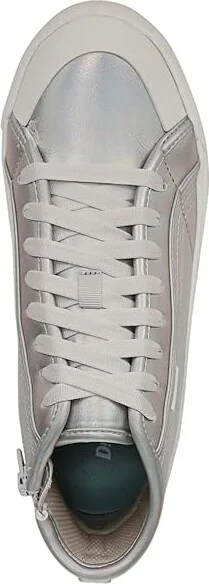 Dr. Scholl's Time Hi2 Sneaker Women's Shoes Silver Grey Metallic Foil : 9 M, Leather - Image 2