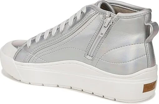 Dr. Scholl's Time Hi2 Sneaker Women's Shoes Silver Grey Metallic Foil : 9 M, Leather - Image 4