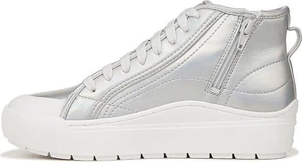 Dr. Scholl's Time Hi2 Sneaker Women's Shoes Silver Grey Metallic Foil : 9 M, Leather - Image 6