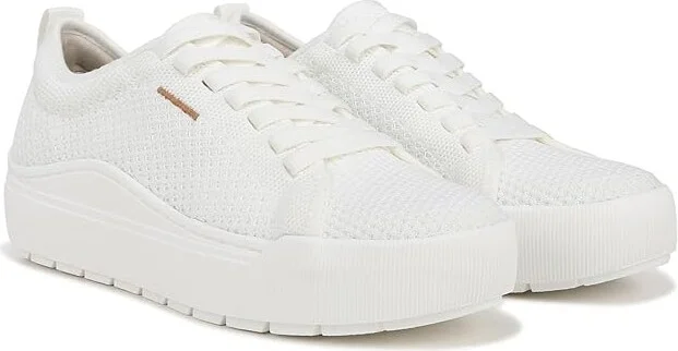Dr. Scholl's Time Knit Lace Up Sneaker Women's Shoes White Knit : 11 M, Leather/Textile