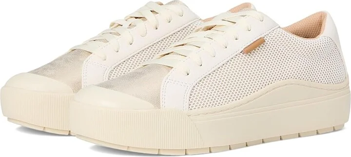 Dr. Scholl's Time Lace-Up Women's Flat Shoes White/Gold Smooth : 10 M, Synthetic