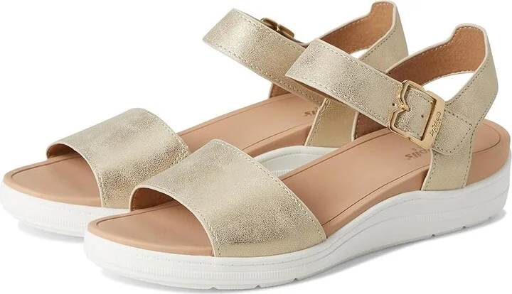 Dr. Scholl's Time Sky Women's Wedge Shoes Gold Smooth : 10 M, Canvas/Textile