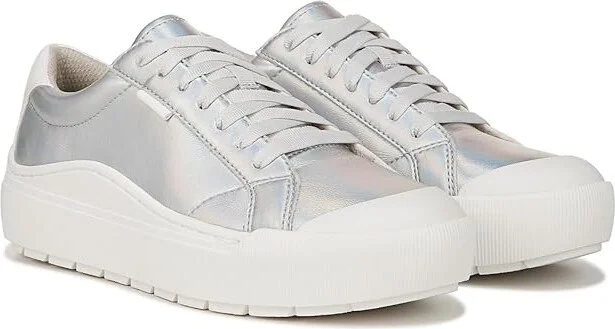 Dr. Scholl's Time Sneaker Women's Shoes Silver Foil : 10 M, Leather