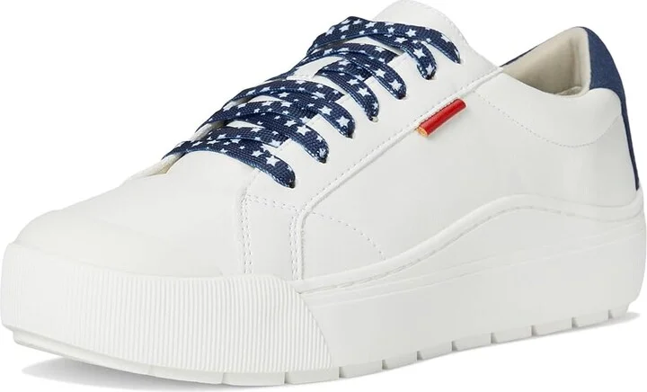 Dr. Scholl's Time Sneaker Women's Shoes White/Blue/Red : 7.5 M, Leather - Image 5