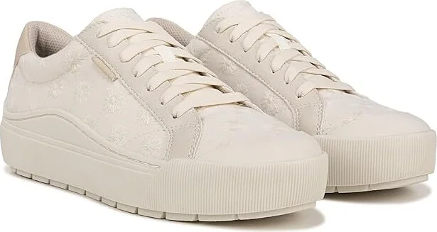 Dr. Scholl's Time Sneaker Women's Shoes White Floral Fabric : 6 M, Leather