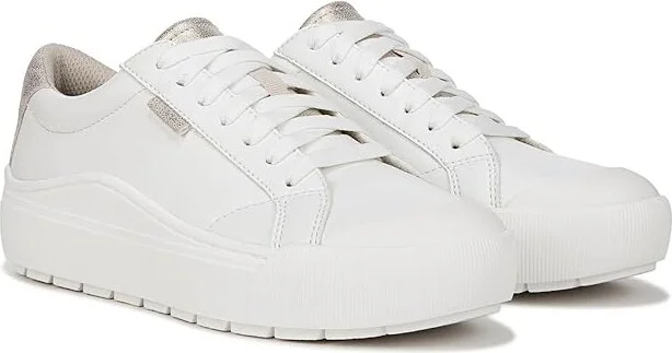 Dr. Scholl's Time Sneaker Women's Shoes White/Gold : 10 M, Leather
