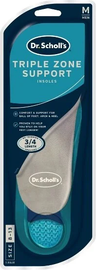 Dr. Scholl's Triple Zone Comfort Insoles for Men - Size (8-13): Therapeutic Arch Support, Foam